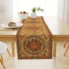 Abstract Sun Flowers Pattern Linen Table Runner Dresser Scarf Decor Farmhouse Washable Kitchen Dining Table Runners Table Decor 1