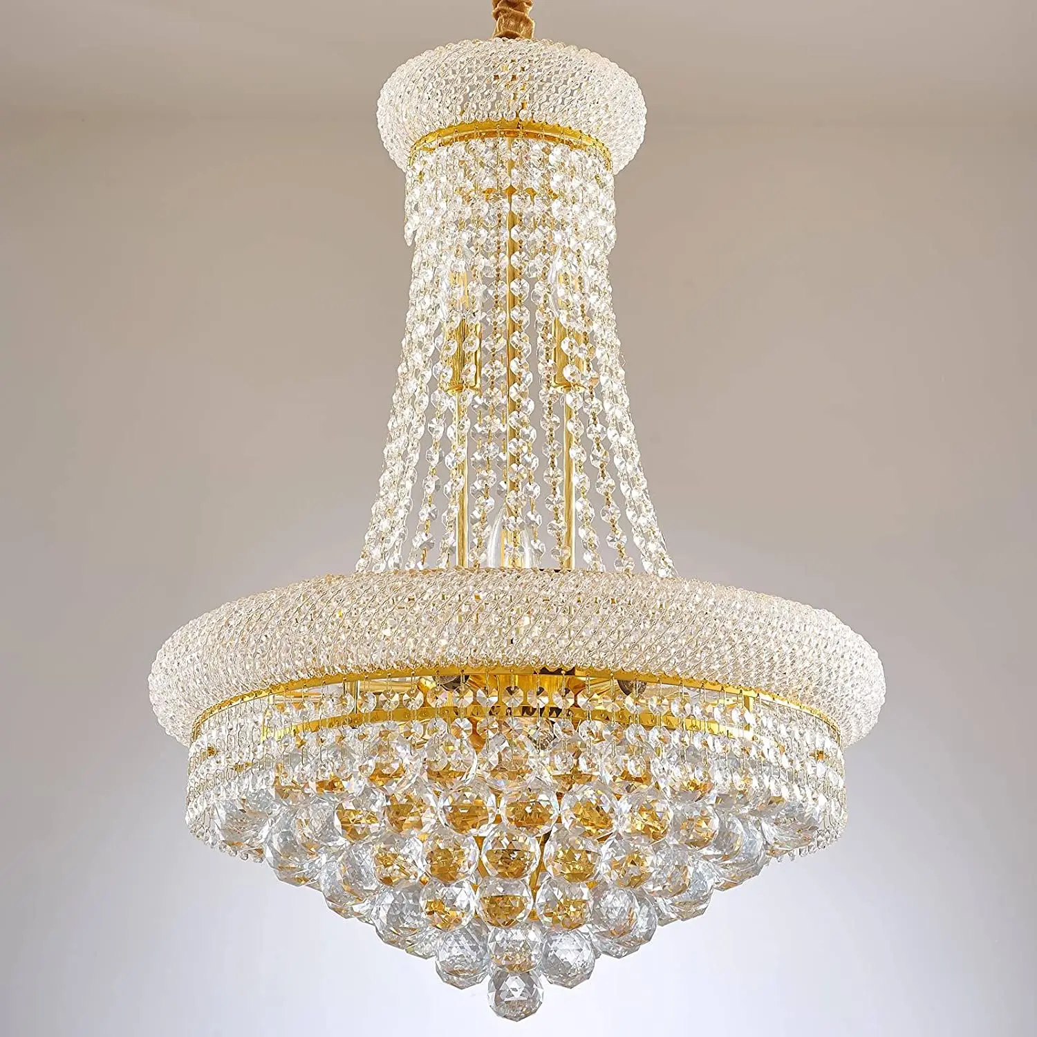 Phube Lighting Chrome Crystal Chandelier French Empire Crystal Pendant Ligh 