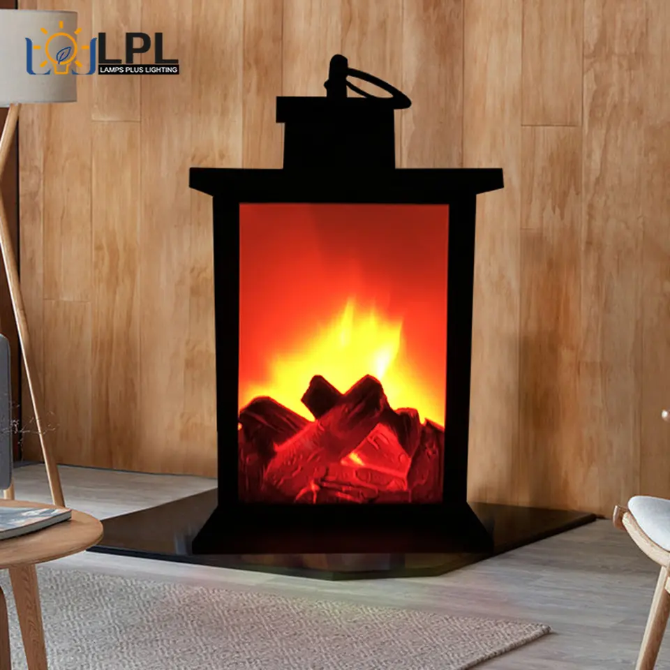 Fireplace Lantern Tabletop Flameless LED Lamp ing Lantern Log Fire Effect  Tabletop Flameless Night Light Hanging Garden - AliExpress