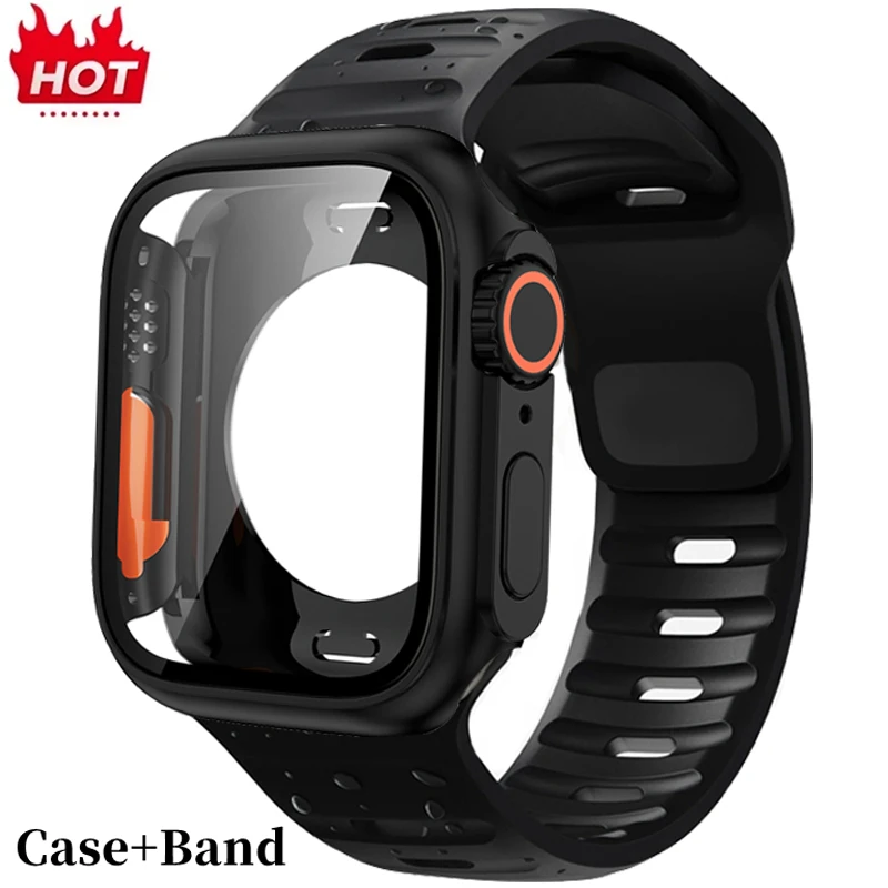 Sleek Silicone Watch Strap with Screen Protector Set