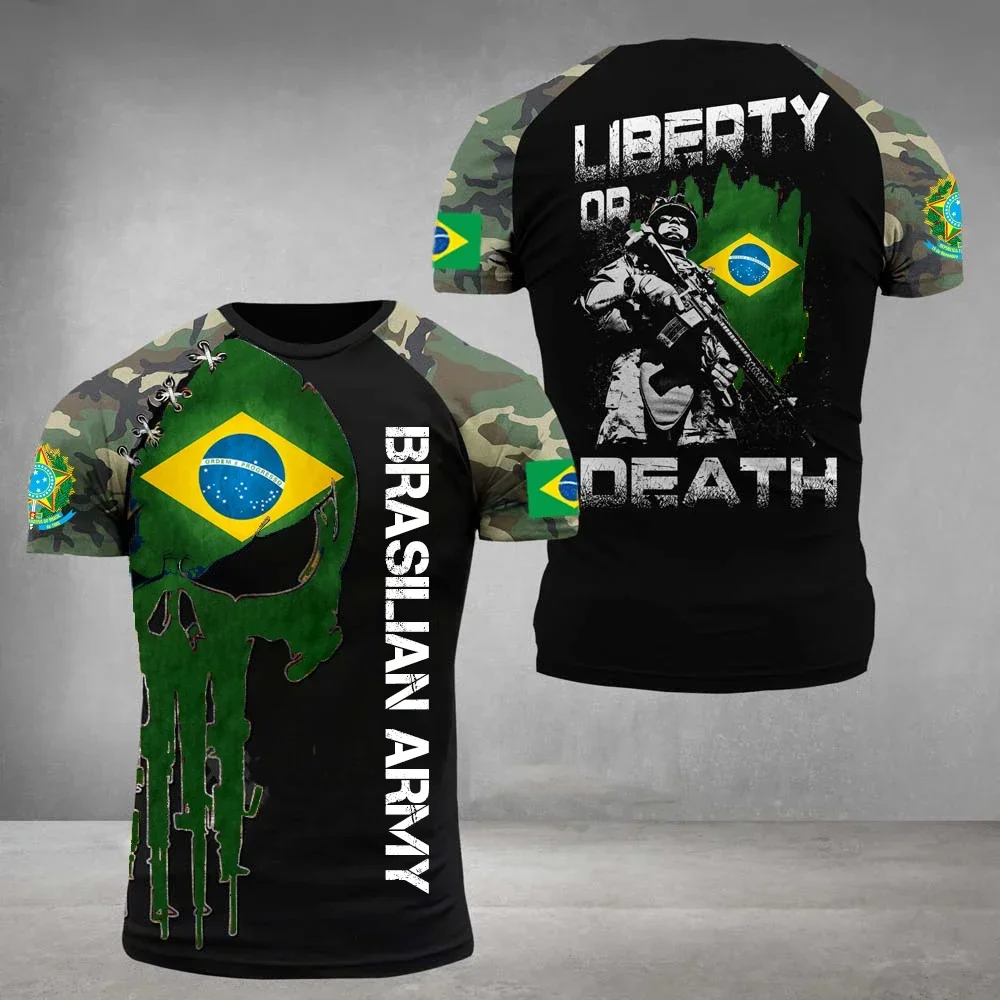 2024 New Brazil Flag T-Shirt Da Uomo In Jersey Stampato In 3D Camicia Di Selezione Brasiliana Estate Oversize Camo Veterans Top Manica Corta