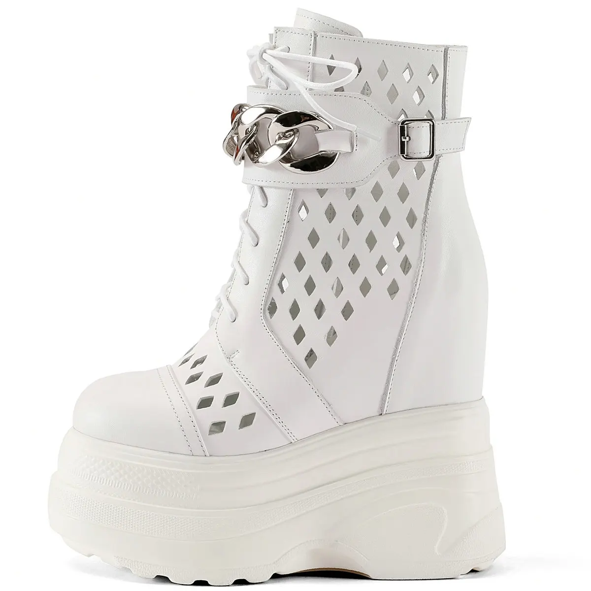 Sommer-Plateau-Pumps für Damen, maßgeschneidert, Übergröße 47, echtes Leder, Keilabsatz, Gladiator-Sandalen, Größe 45, klobige Turnschuhe – Detail 7