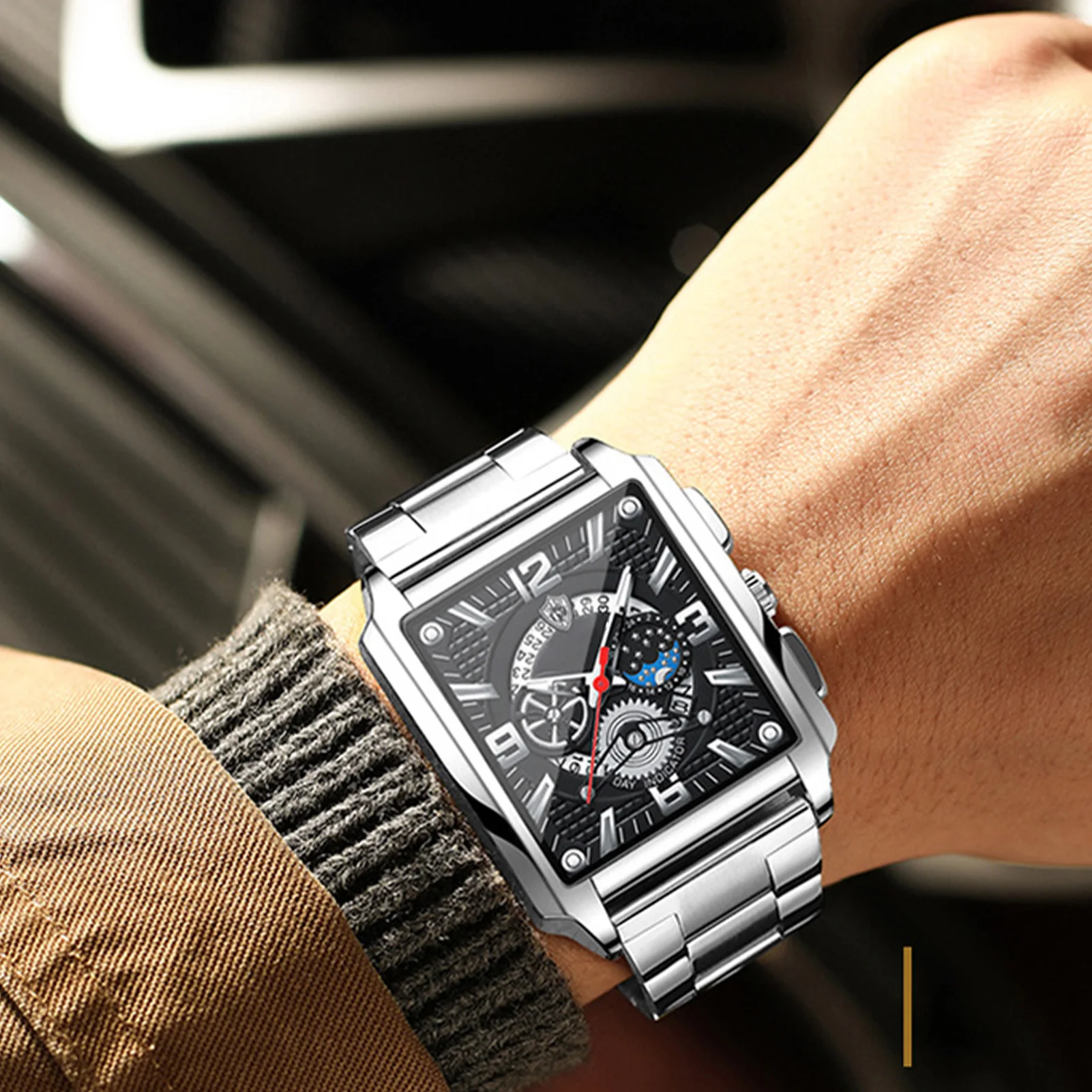 Men's Fashion Business Watches Waterproof Watch with Calendar Display for Shopping Camping Walking H9