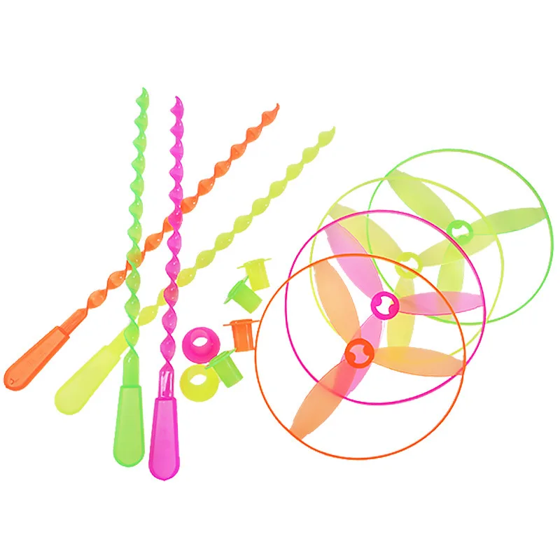 

Funny Twisty Flying Saucers Outdoor Play Set Kid Toys Children Hand Push Helicopters Rotating Circle Dragonfly Boys Girls Gifts