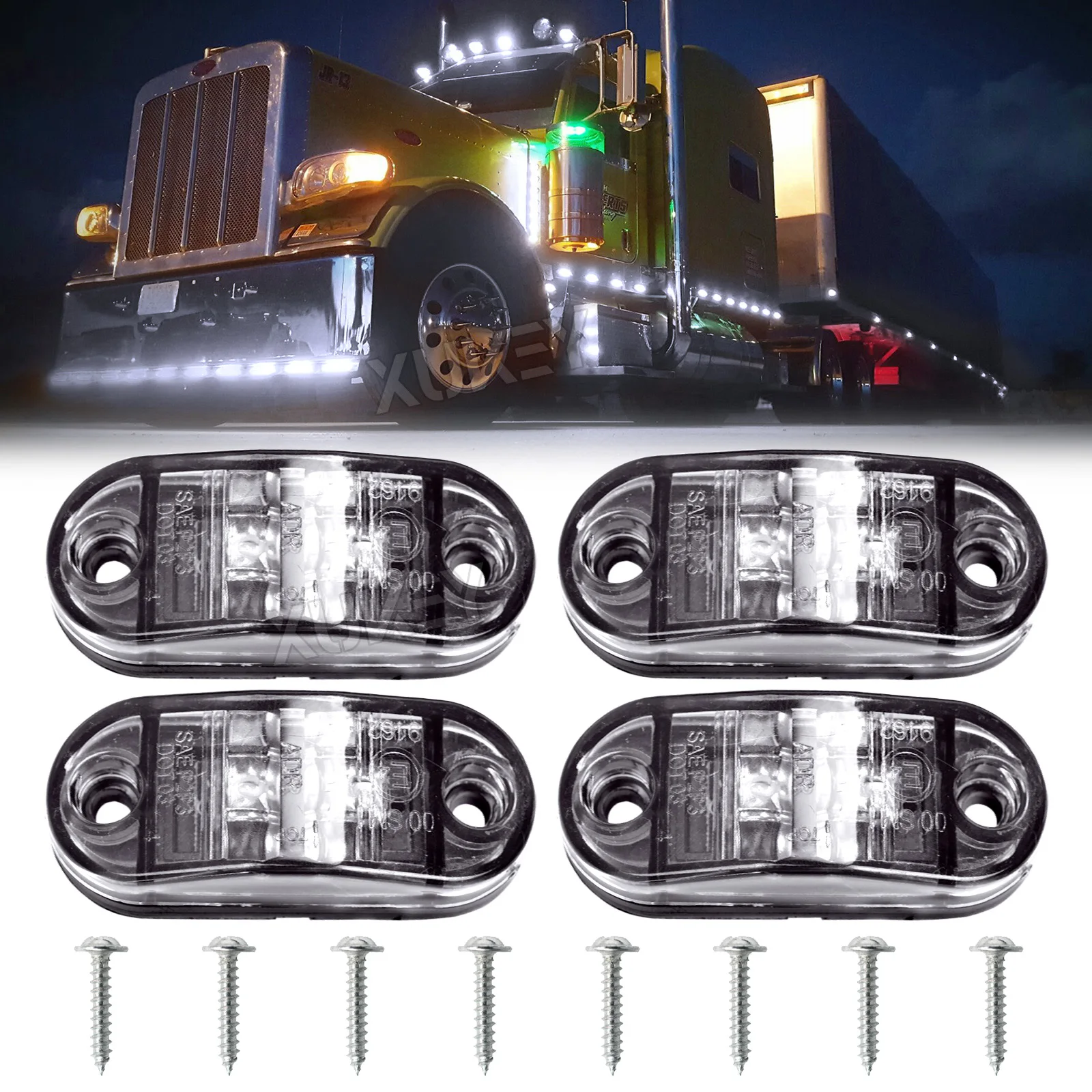 4Pcs 2SMD Led Side Marker Lights Truck Trailer Campervan Caravan