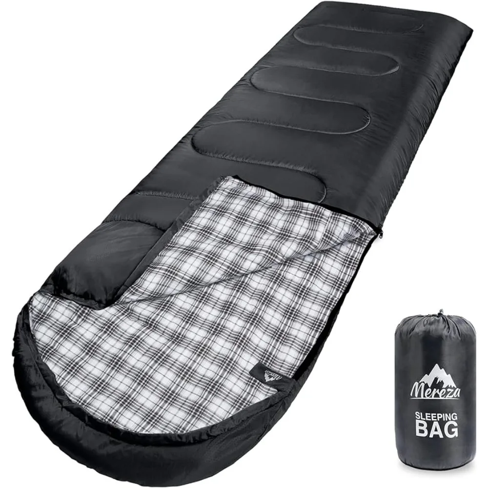 

Flannel Sleeping Bag for Adults XL, Large Wide Sleeping Bags for Camping Mens Warm Sleeping Bag 4 Season Warm & Cool Weather