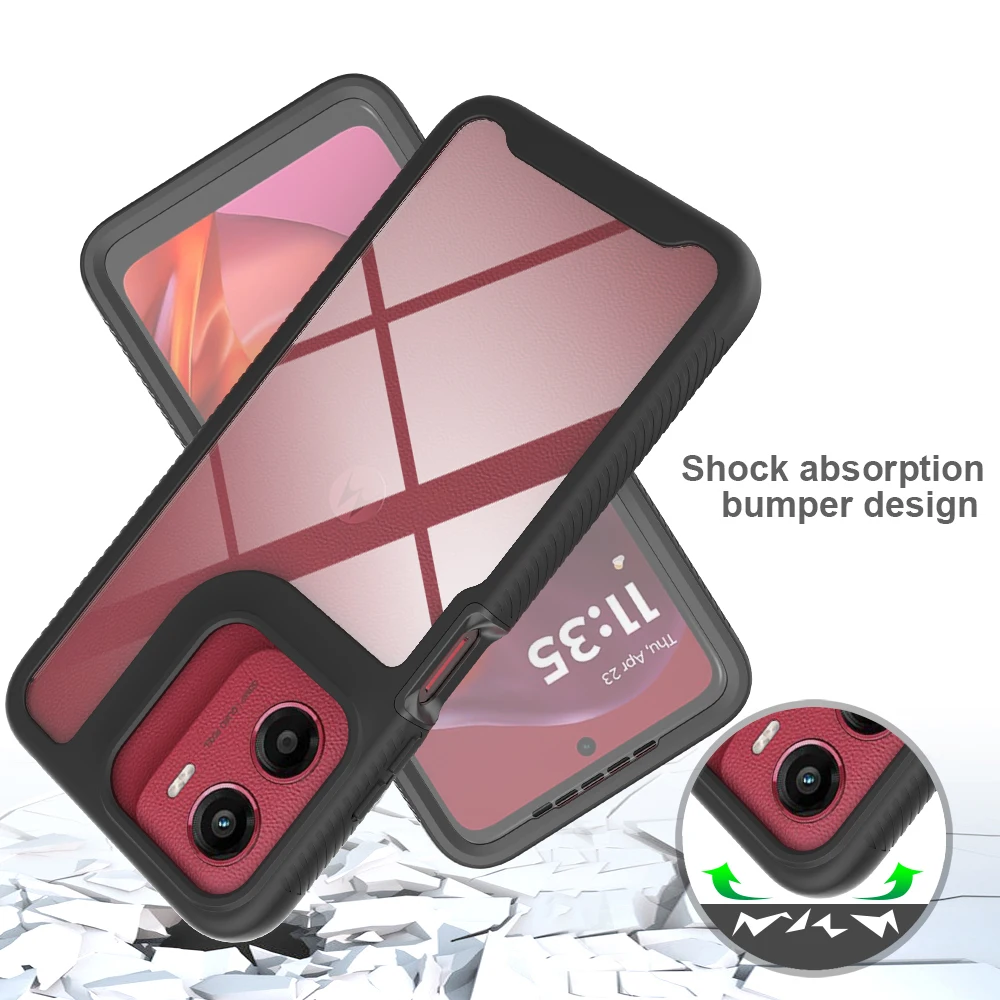 Shockproof Clear Case with Built-in Screen Protector - Full Body Rugged Defender Cover