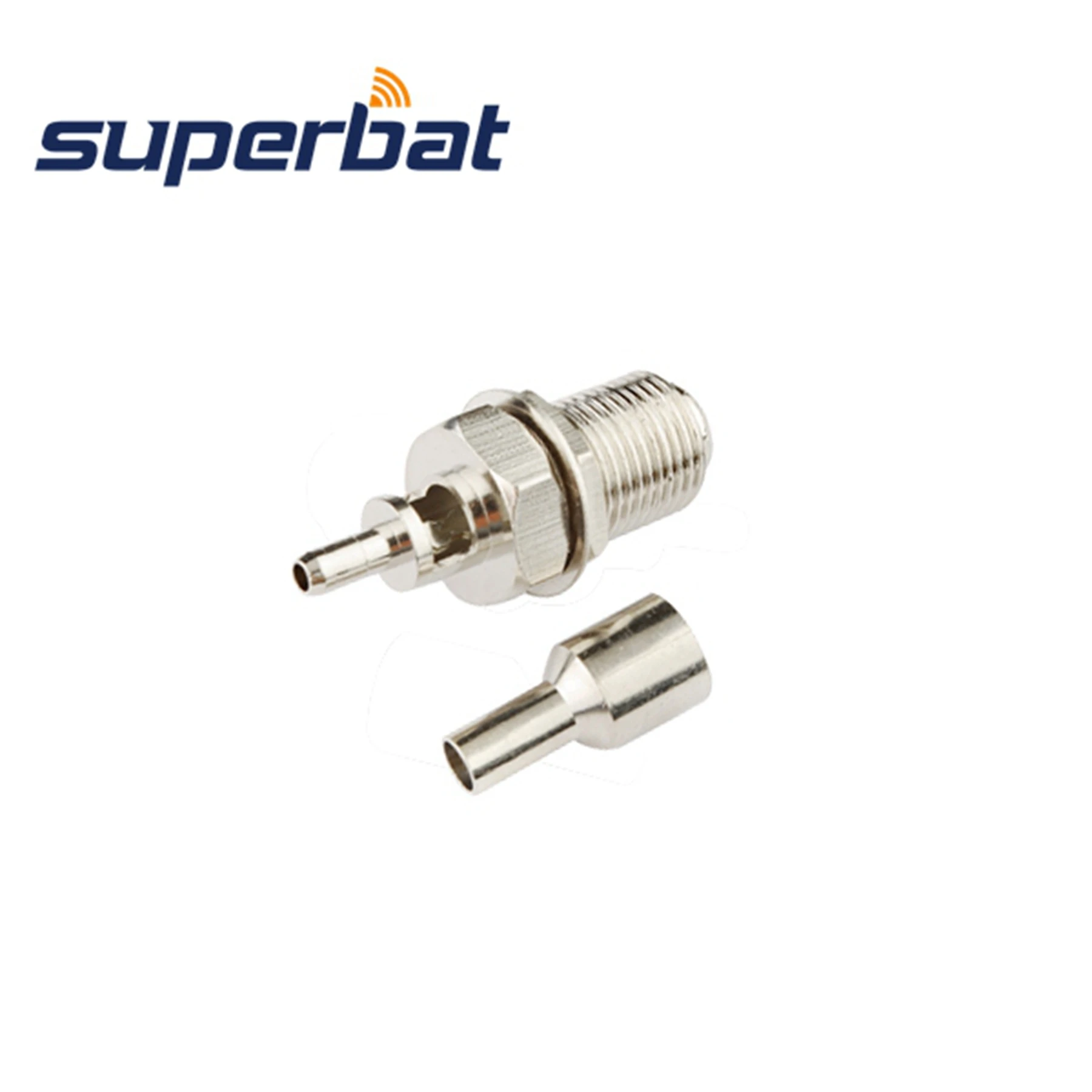 Superbat-F 75 Ohm 크림프 암 벌크헤드 RF 동축 커넥터, RG179 ,RG174, RG178,RG316,LMR100 케이블용, 10 개
