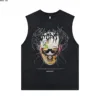 Summer Europe and The United States Retro Wash To Do Old Rock Hip Hop Round Collar Vest Printed Loose Vest Men's Cotton Casual 2