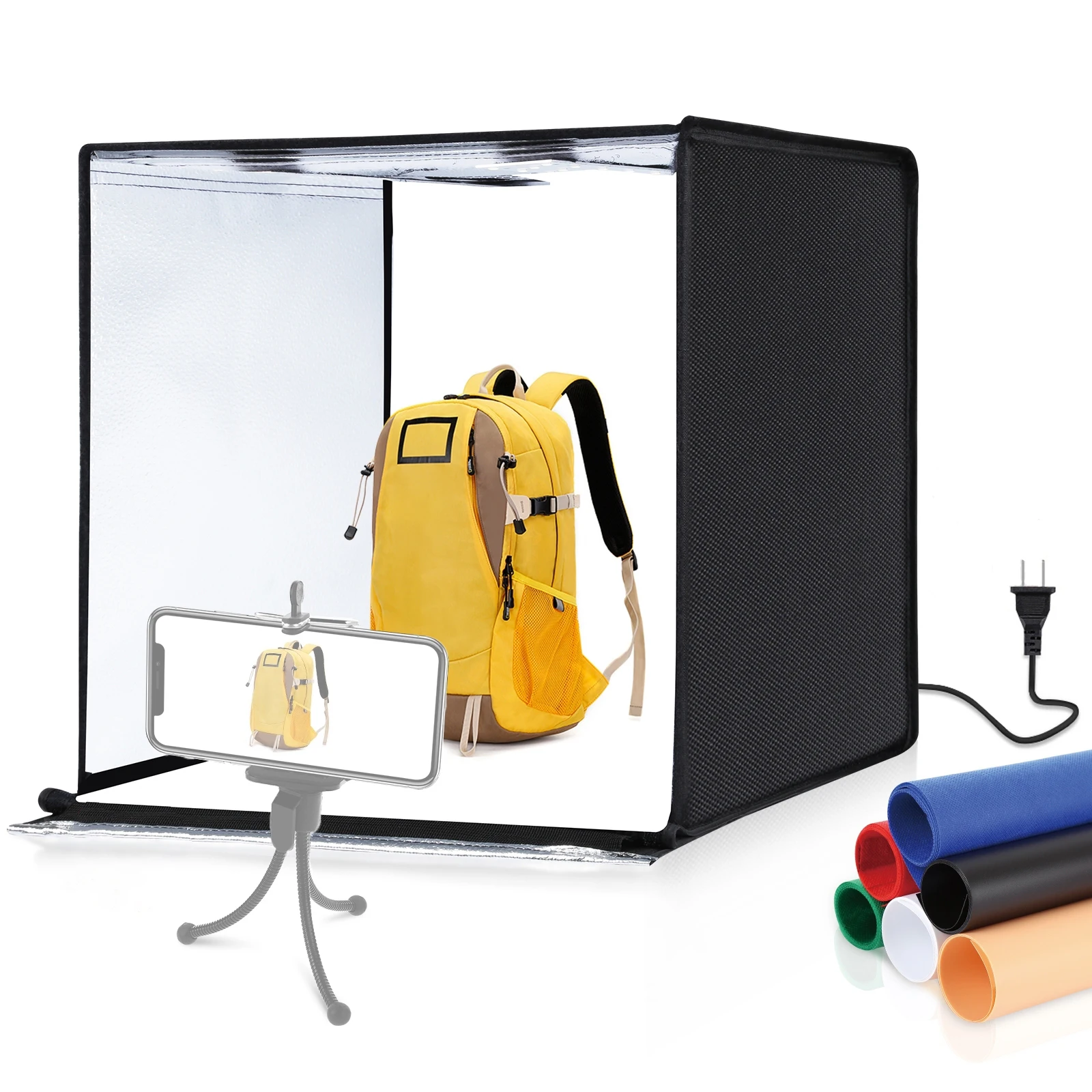 PULUZ PU5060 60*60*60cm LED Light Tent Desktop Photo Studio Light Box 60W Softbox 120pcs LED Beads 5500K Dimmable US Plug