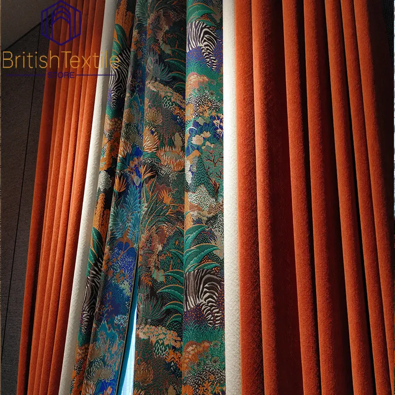 Cortinas de empalme de cebra naranja modernas para sala de estar, cortinas Jacquard de sombreado alto de lujo para dormitorio, cortina de ventana personalizada