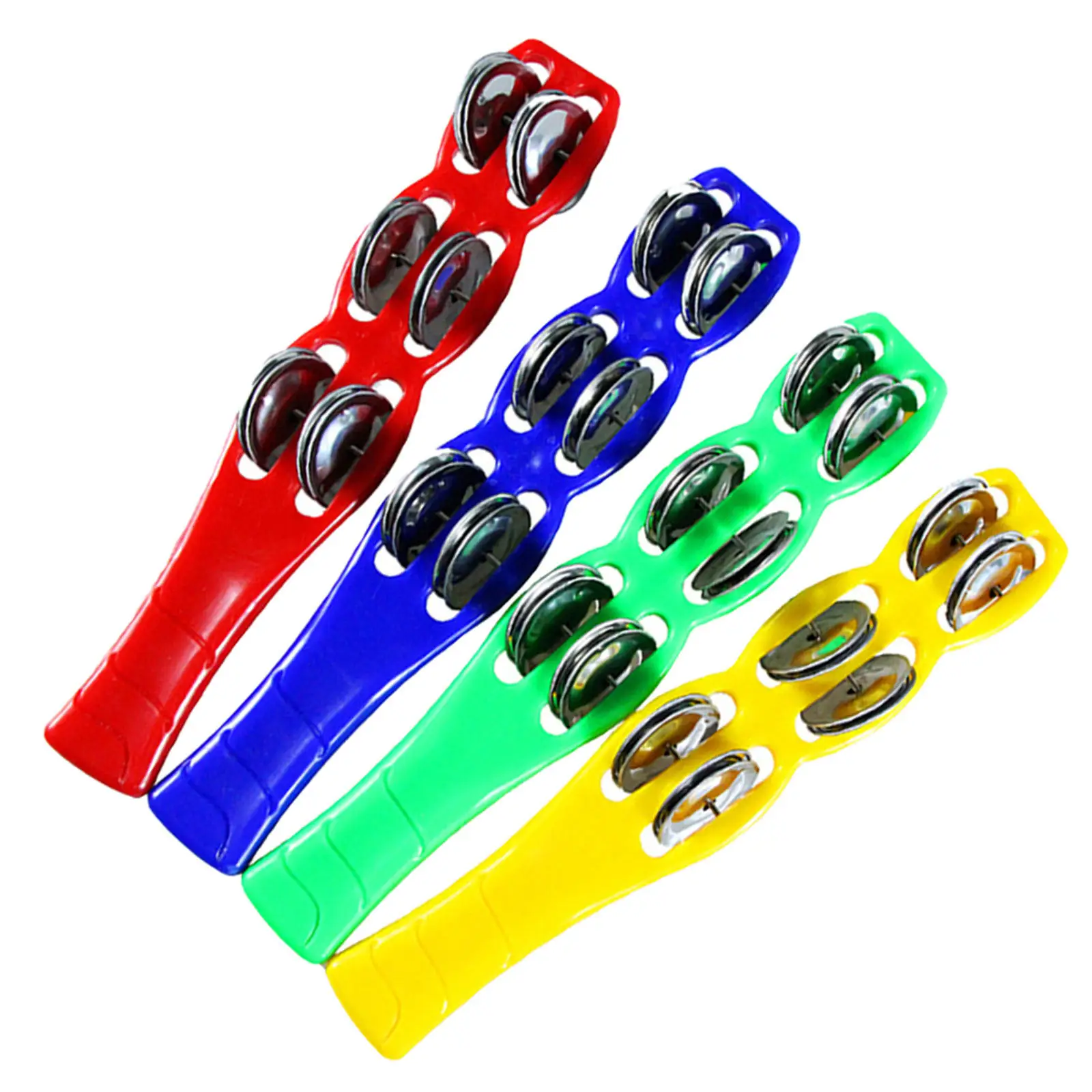 4Pcs 징글 스틱 플라스틱 악기 재미있는 소품 바 게임 탬버린 스틱 다채로운 경량 휴대용