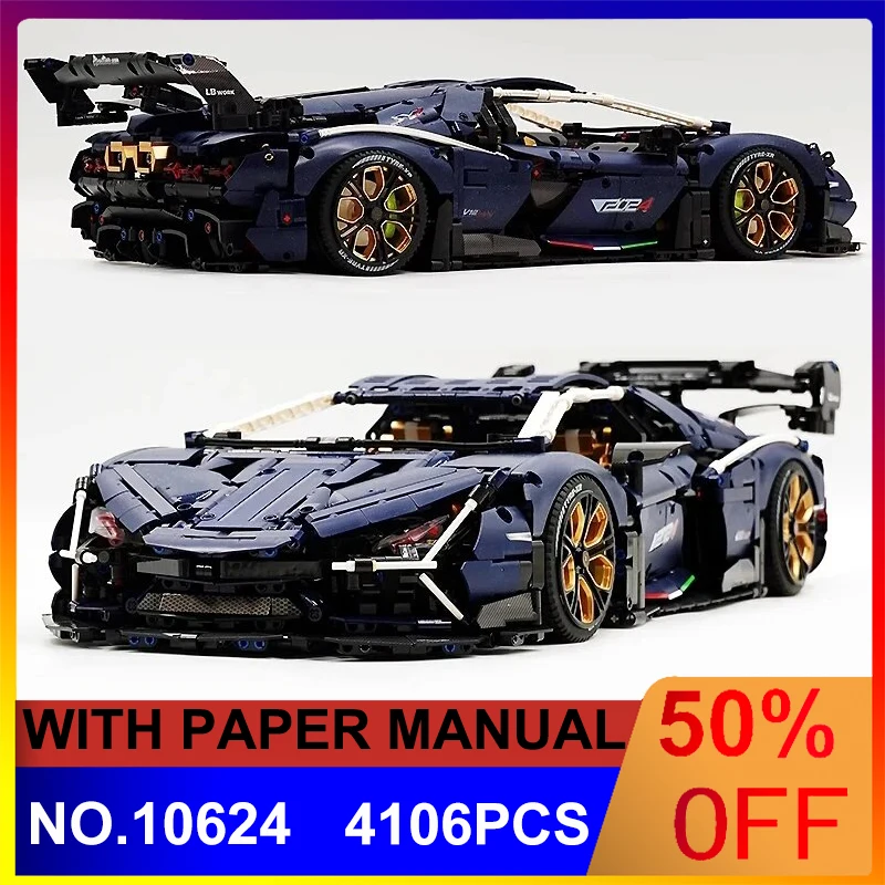 

GULY MOC 10624 Technical Series Plating Purple Super Sports Car Model Diy Building Blocks Bricks Puzzle Toys Birthday Gift