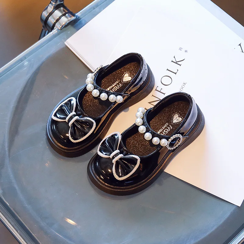 Girls Leather Shoes Cute Bow Girls Princess Shoes Soft Bottom Autumn Children Student Little Girl