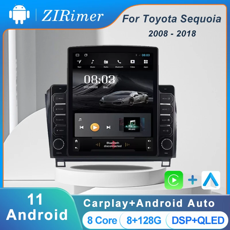 

ZIRimer 10.4" Tesla Style Screen Android 11.0 For Toyota Sequoia 2008-2018 Tundra 2006-2013 Car Radio Multimedia Player GPS 5G