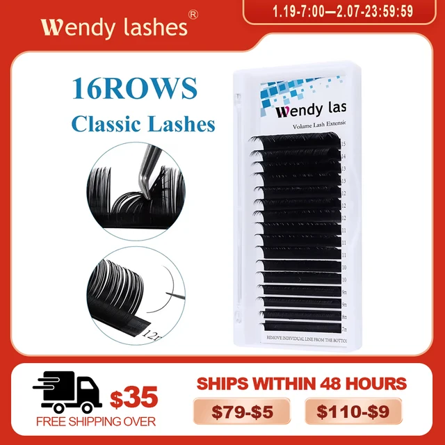 16 Rows Wendy Lashes One by one Lash Extensions Classic Eyelashes Extensions C/CC/D/DD Curl Natural Soft False Individual Lashes