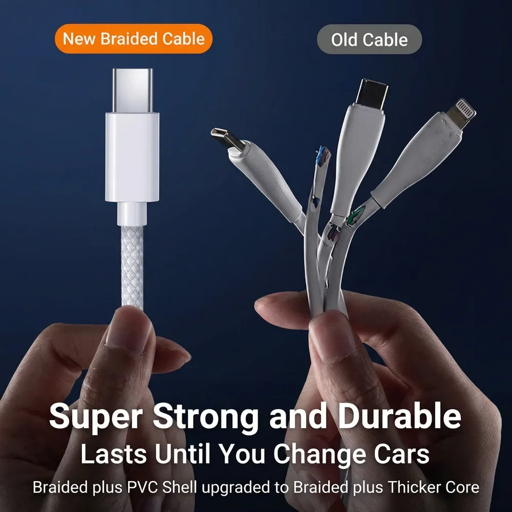 USB to Type C 고속 충전 데이터 케이블 (아이폰 17/17 Pro/17 Pro Max용, 카플레이 폰 USB C 코드, 브레이디드 충전 액세서리)