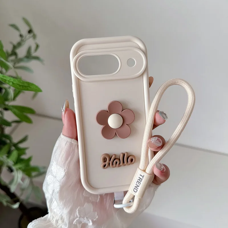 Floral Lanyard Soft Silicone Phone Case with Rope