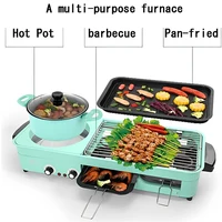Multifunctional Electric Grills, Smokeless 3 in 1 Korean Style BBQ Hot Pot Multi cooker Machine, Non-Stick Electric Baking Pan 2