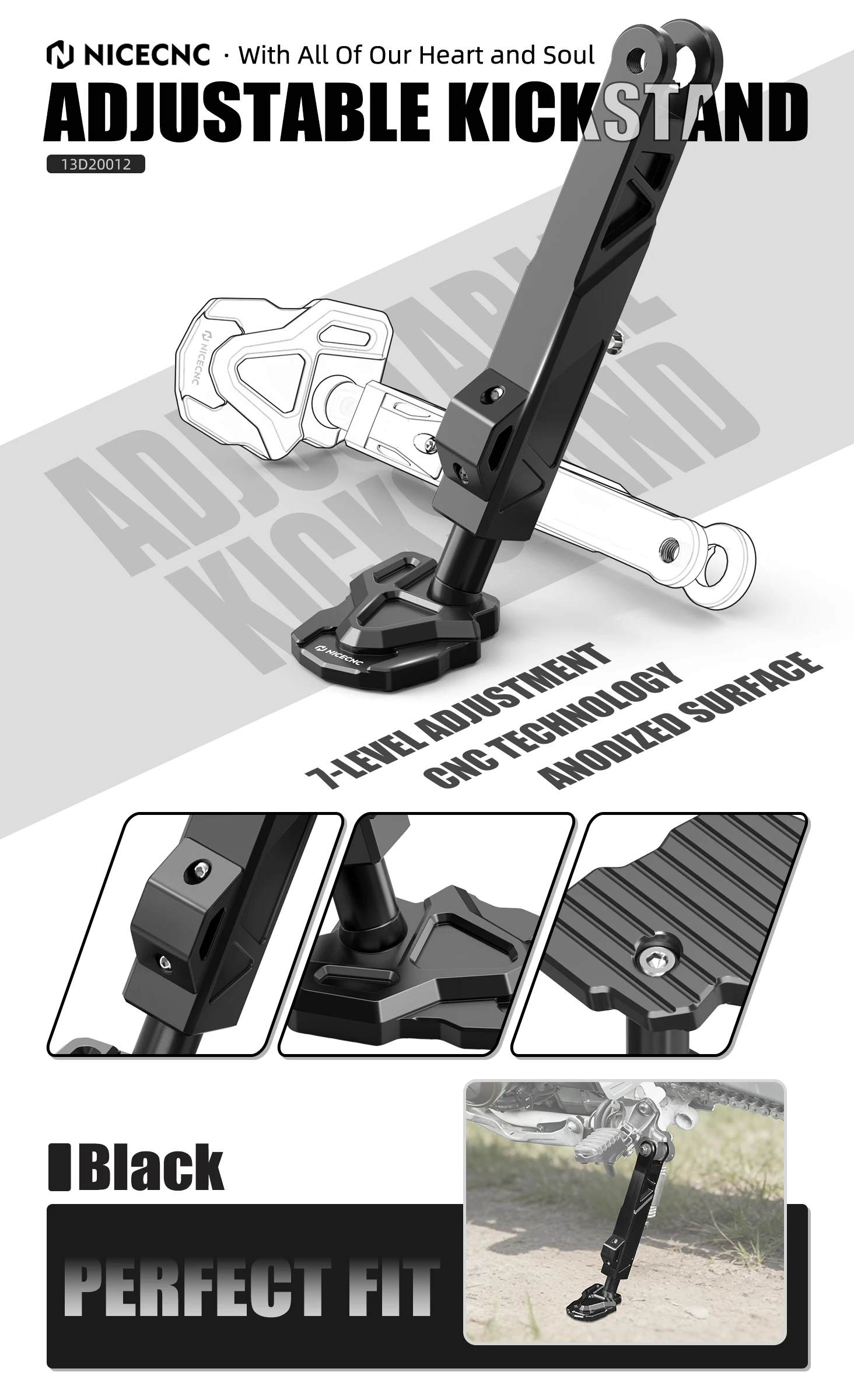 Für Honda CRF1100L Africa Twin Adventure Sports 2020–2025, verstellbarer Parkständer, Seitenständer Africa Twin CRF1100L CRF 1100L – Detail 1