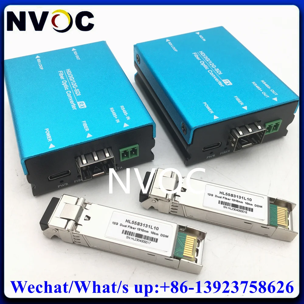 

4K*2K@60hz Mini 1Ch 12G-SDI Video Fiber Converter Extender With Loopback and SM BIDI Simplex 12G 20KM BIDI LC SFP Transceiver