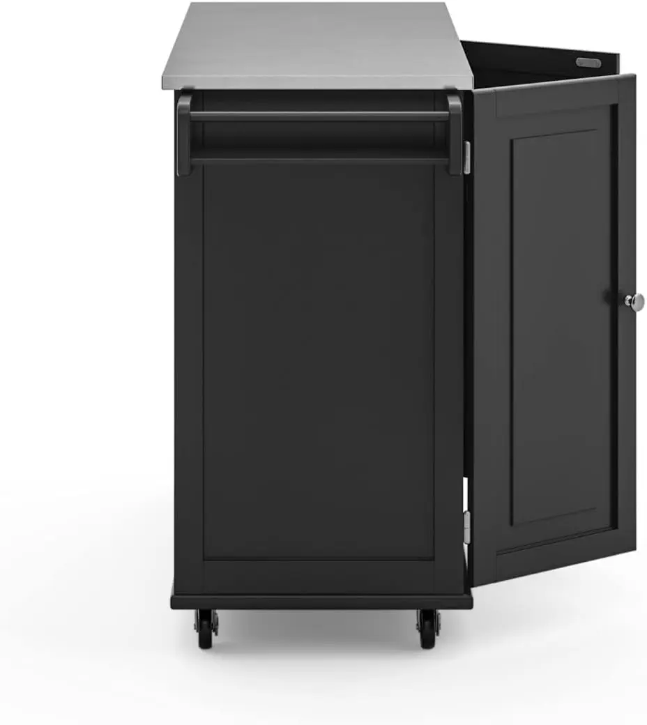 Cart with Stainless Steel Metal Top, Rolling Mobile Kitchen Island with Storage and Towel Rack, 54 Inch Width