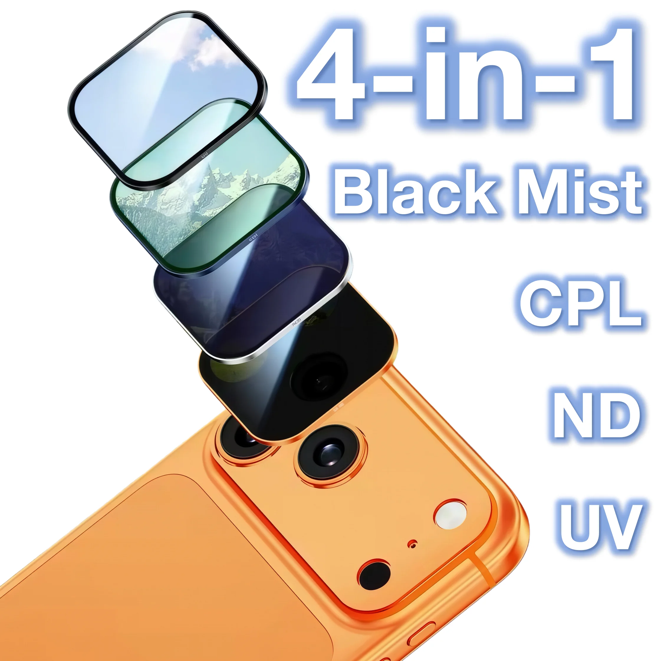 4-in-1 Mobile Camera Protective Filter with ND, UV, CPL, and Black Pro-Mist Effects