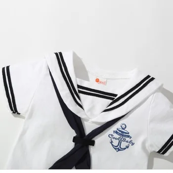 Baby Navy Romper Summer Newborn Kids Boys Girls Sailor Jumpsuit Hat 2Pcs Body Short Sleeve Anchor Printed Suit 6