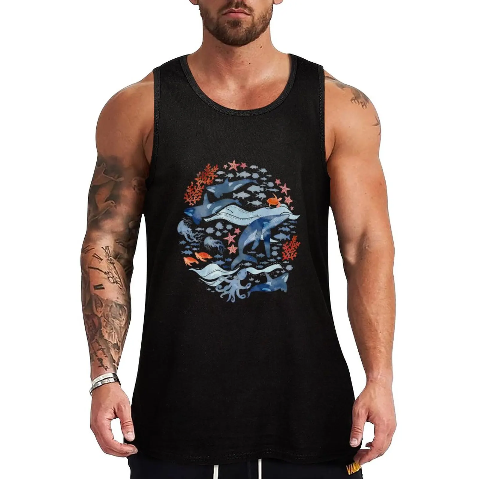 

New Ocean life Tank Top sleeveless shirts summer clothes for men clothing men