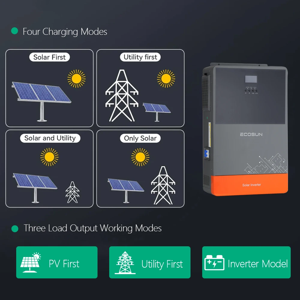 ECOSUN 11KW 48V الشمسية الهجين العاكس 220 فولت الن...