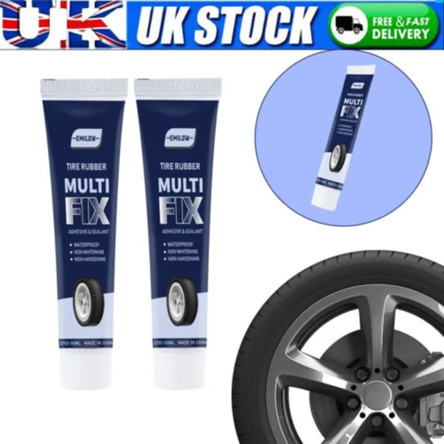 2X Universal Car Tire Black Soft Rubber Seal Strong Repair Glue 50Ml