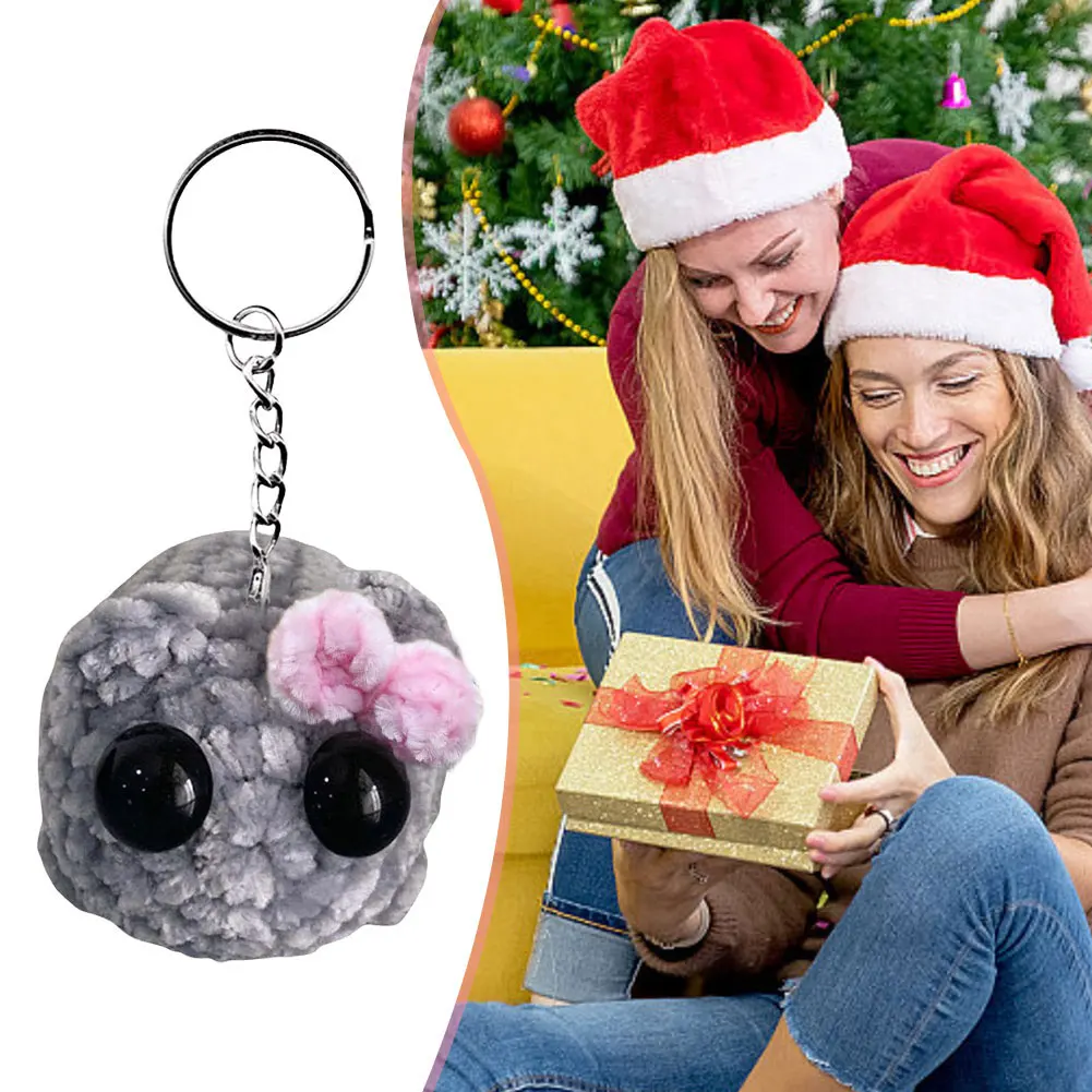 Sad Hamster Meme Sound Music Plush Toy Keychain Crochet Plush Key Rings Pendant