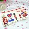 1Pc Pencil Bag Pouch Cartoon Zipper Students Pen Case London Style Oxford Fabric Cosmetic Coin Purse for Home and Back to School 3