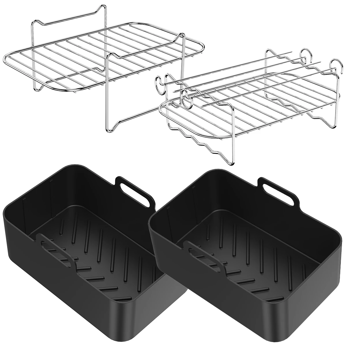 COSORI Air Fryer Accessories, Set of 6 for Most 3.7Qt and Larger Oven  Cake&Pizza Pan, Skewer Rack, Nonstick, Dishwasher Safe Black