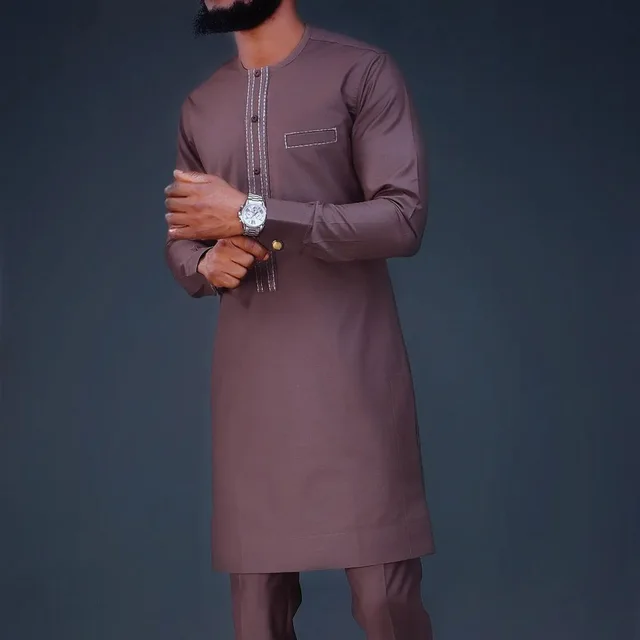 Seyi 2 Piece Long Sleeve Round Neck  Dashiki Outfit - Image 3