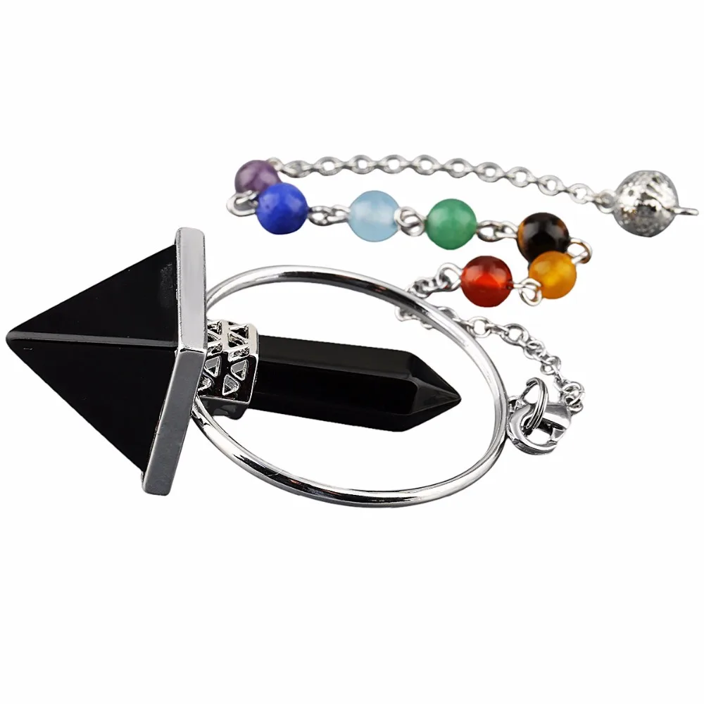 TUMBEELLUWA 7 Chakra Reiki Healing Dowsing Crystal Spiritual Point Prism Pyramid Pendulum