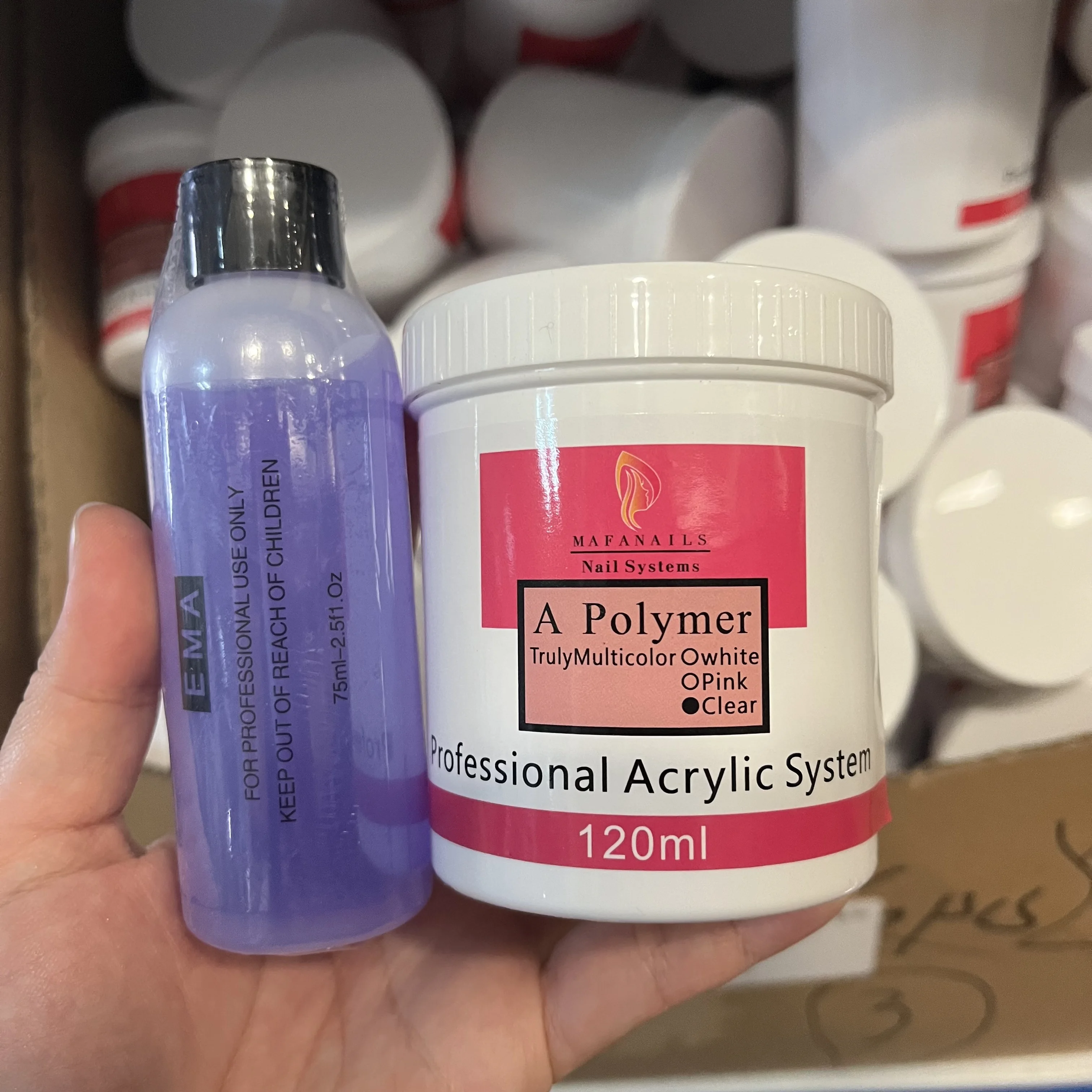 120ML Acrylic Powder + 75ML Crystal Liquid Monomer Set Pink/White/Clear Manicure Tools