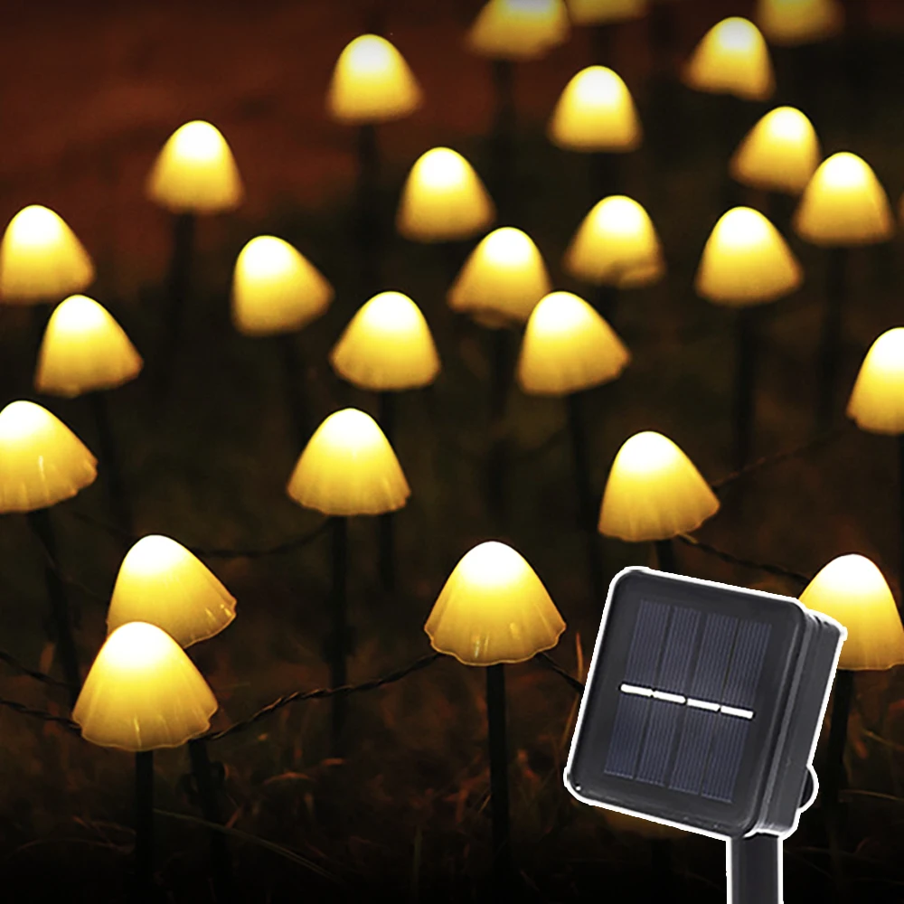 Mushroom Solar LED Light Outdoor Garden String Lights Outdoor Solar Garland Solar Lamp for Christmas Decor 8 Modes