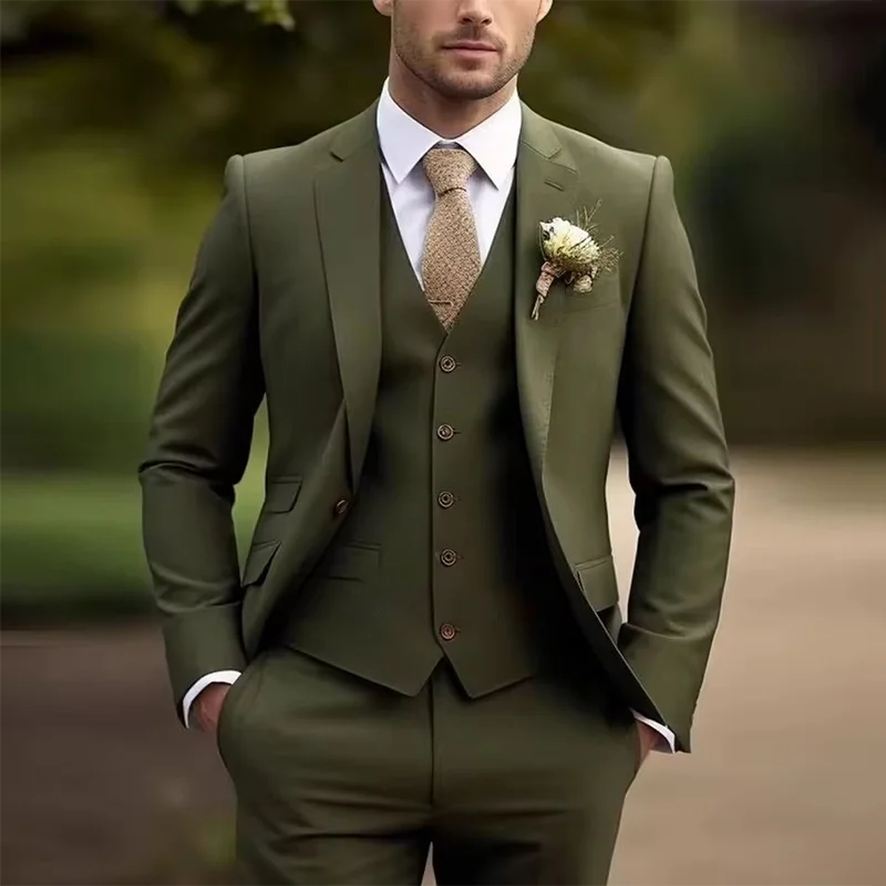 Men's suits Business Suit Men Elegant man suit Tuxedos Groom Groomsman Prom Wedding Party Formal 3Piece Set Jacket Vest Pants