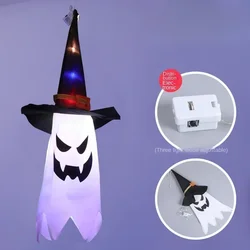 Illuminated Hanging Halloween Ghosts with LED Fairy Lights - Indoor/Outdoor Spooky Decor Prop (B)