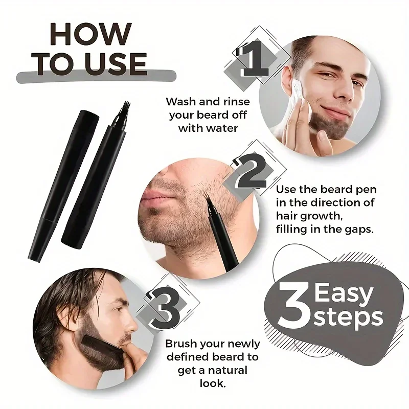 Beard Filling Pen Kit Beard Enhancer Brush Coloring Shaping Tools Waterproof Hair Pencil Man Cosmetic