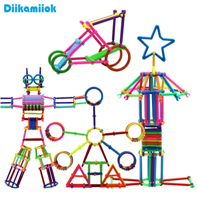 100pcs/lot Plastic Smart Stick Building Blocks Kids Assembled DIY Construction Toys Game Baby Educational Toy for Children Gift 1