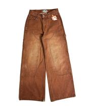 Men’s Gothic Retro Punk Wide-Leg Jeans – Washed Brown Loose Fit