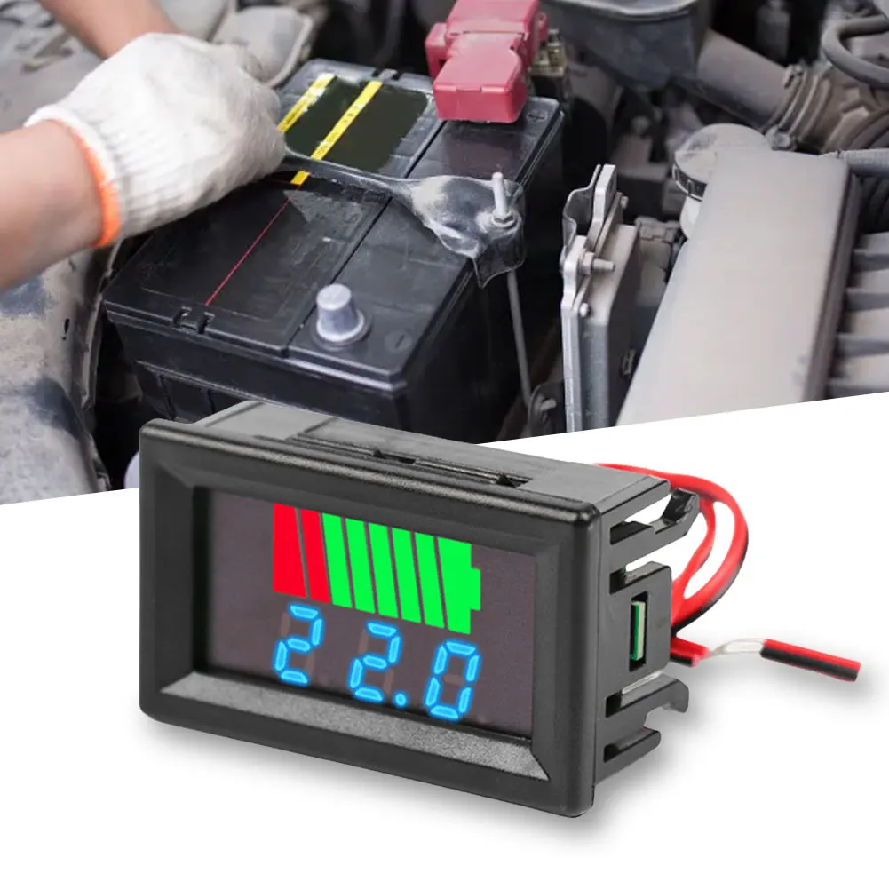 Car Battery Charge Level Indicator Battery Capacity Tester Auto Identify Battery Voltage Meter Capacity Indicator for Most Car