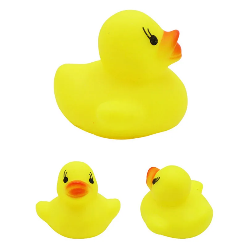 5Pcs/Set Kids Floating Bath Toys Mini Swimming Rings Rubber Yellow Ducks Fishing Net Washing Swimming Toddler Toys Water Fun