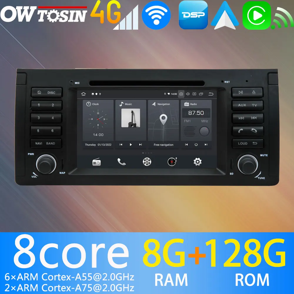 Автомобильный DVD-плеер Qualcomm Snapdragon 8G + 128G Android 11 1din GPS радио для BMW E39 X5 E53 M5 DSP Carplay Media AHD