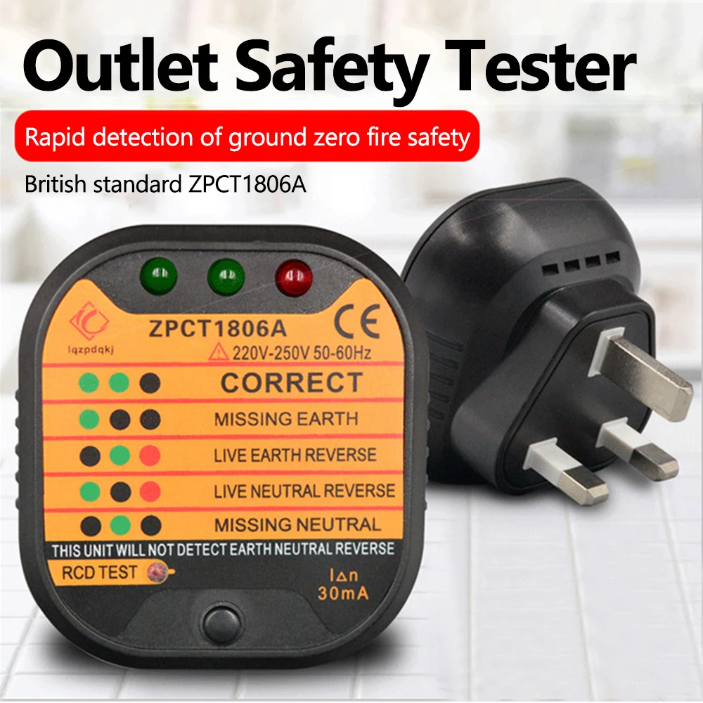 

Socket Tester Detector Circuit Polarity Voltage Plug Circuit Breaker Grounding Zero Wire Switch Current Detector Electroscope