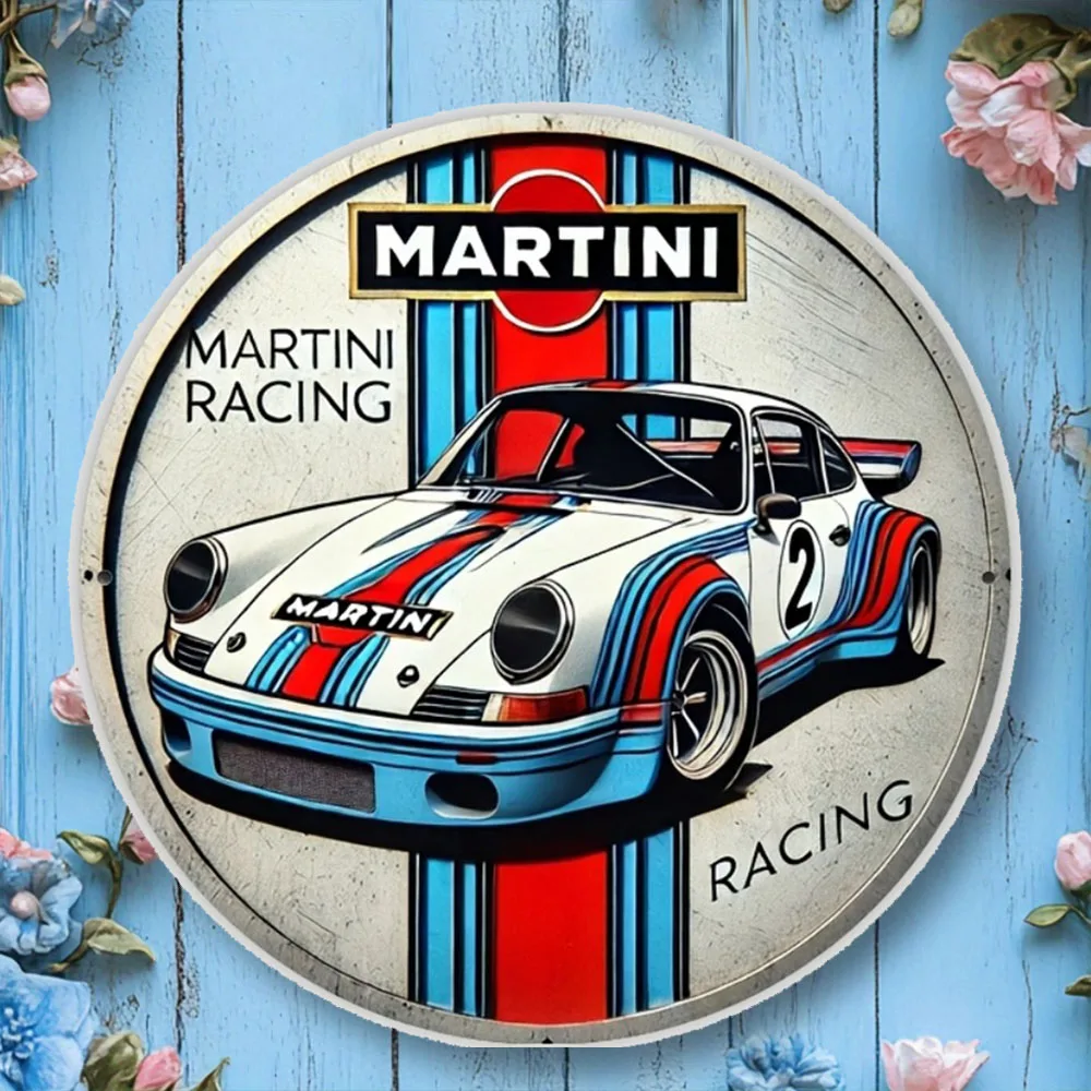 Martini Racing Metal Sign - Stylish Foil Engraved Wall Art for Home Decor Enthusiasts