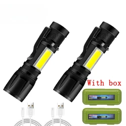High - Power Rechargeable Zoomable LED Flashlight with LCD Display - Waterproof Torch - ZOOM (Mini 2PCS with Box)