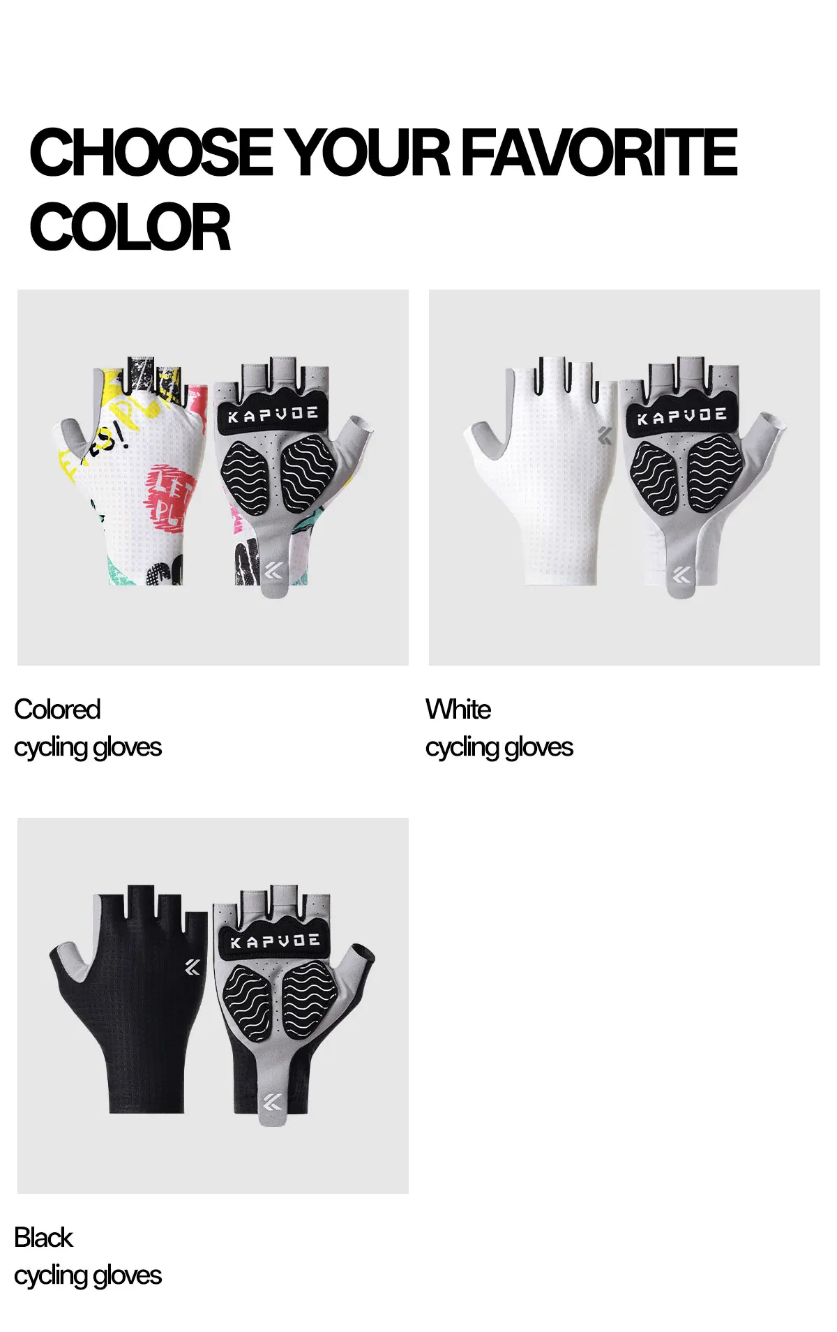 KAPVOE Halbfinger-Fahrradhandschuhe für Herren, atmungsaktiv, stoßdämpfend, gepolsterte Fahrradhandschuhe für Straßen- und Mountainbiking, Damen, Erwachsene – Detail 15